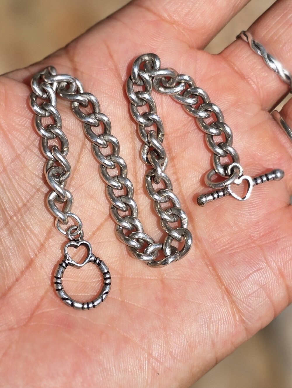 Chunky solid  chunky weighty 925 sterling silver Albert Chain style toggle clasp